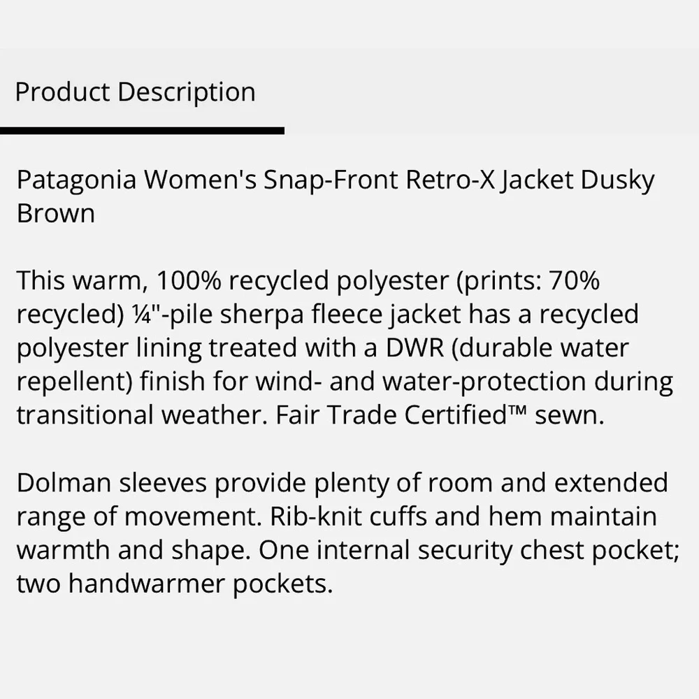 Patagonia Snap front Retro x Jacket Dusky Brown - Picture 3 of 6